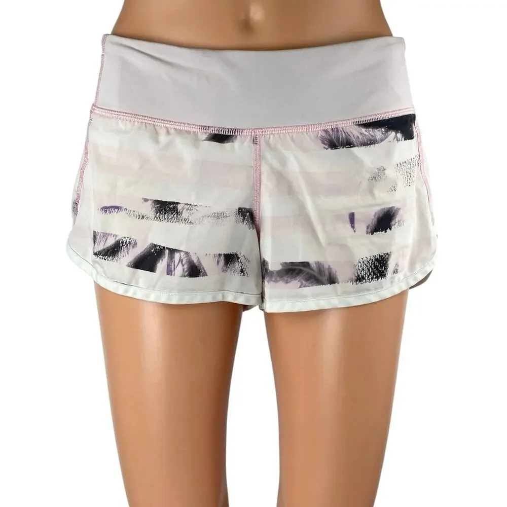 Lululemon Run Speed Women's Multicolor Striped Workout Athletic Shorts Size 4